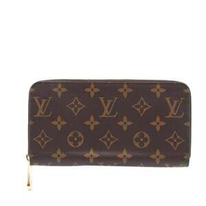 LOUIS VUITTON Monogram Zippy Wallet M42616 Long in Brown and Beige Coated Can...
